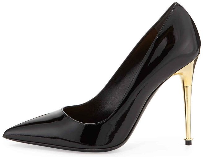 tom ford gold heel pumps