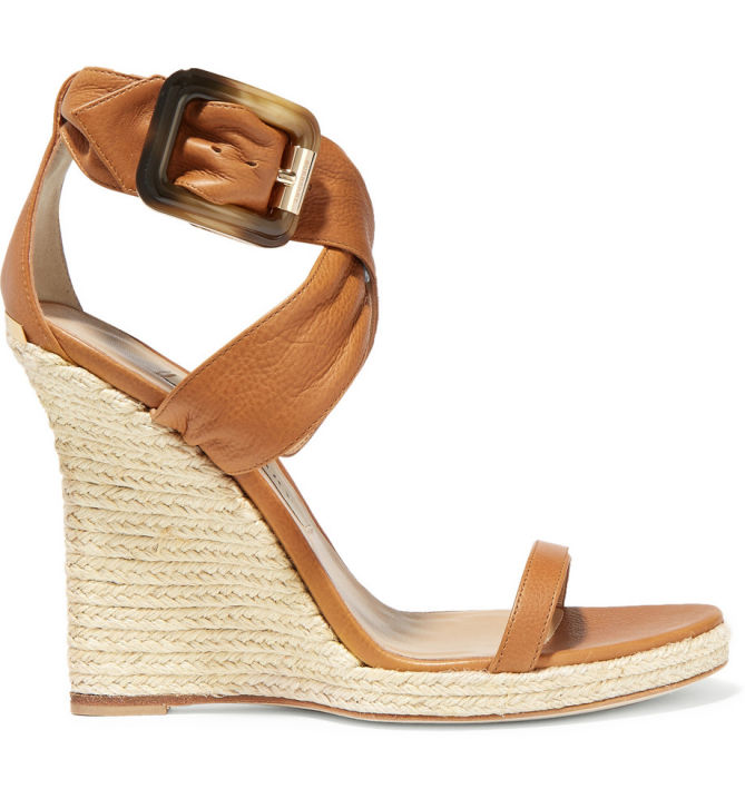 BURBERRY LONDON London leather espadrille wedge sandals – Shoes Post