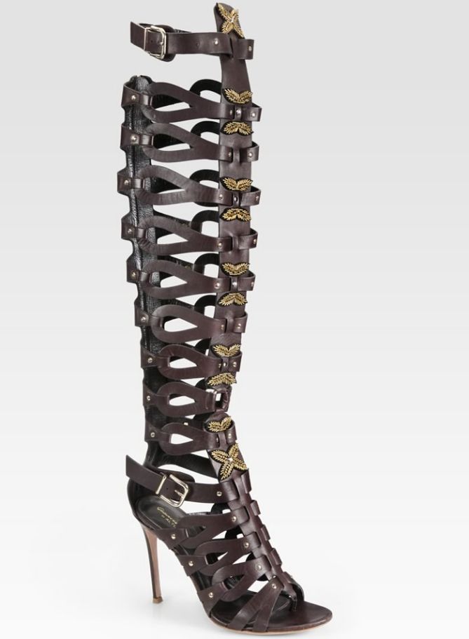 Altuzarra-Brown-Leather-Gladiator-Overtheknee-Boots