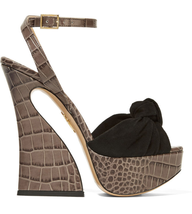 CHARLOTTE OLYMPIA Vreeland croc-effect leather and suede platform sandals.2