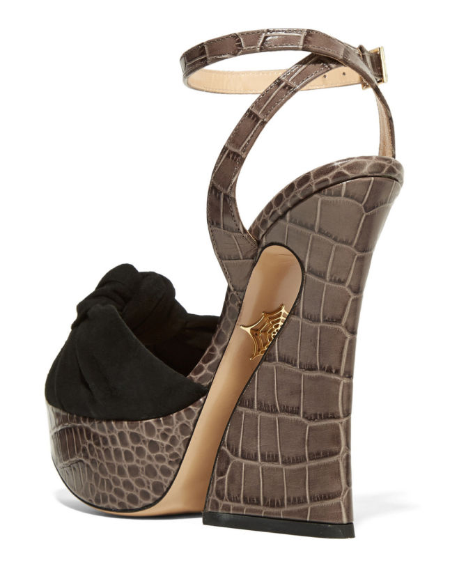 CHARLOTTE OLYMPIA Vreeland croc-effect leather and suede platform sandals.3