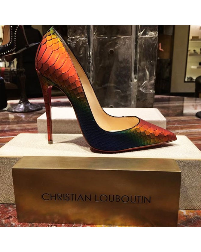 Christian Louboutin So Kate Python 120mm Red Sole Pump, Cappucine.1