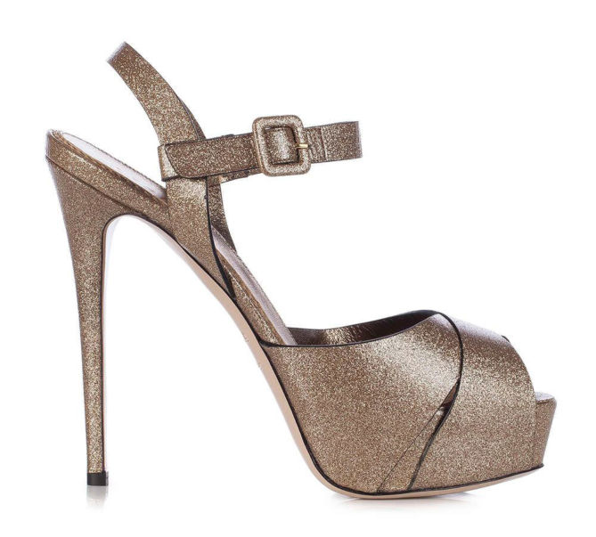 LE SILLA Platform sandal in gold Glitter.2