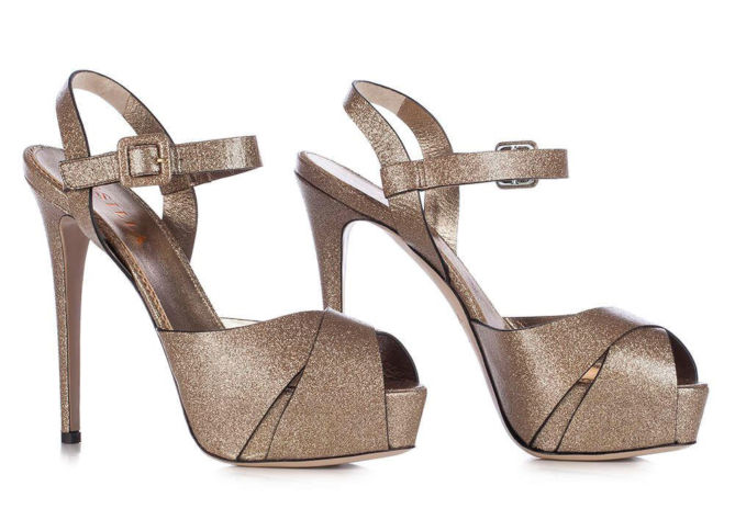 LE SILLA Platform sandal in gold Glitter.3