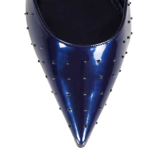 LE SILLA Pointed pump in Venus, mirrored calfskin in night-blue colour.5