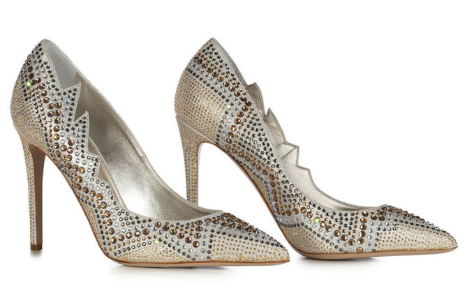 LE SILLA Pumps in Velour, suede calfskin with crystals and studs in argor color.3