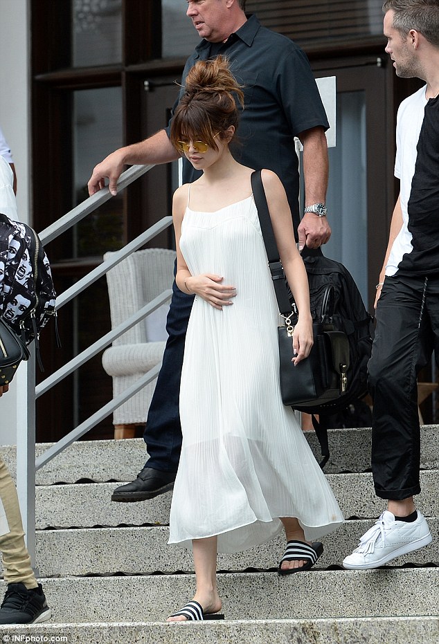 shoes sandals platform sandals selena gomez midi dress dress