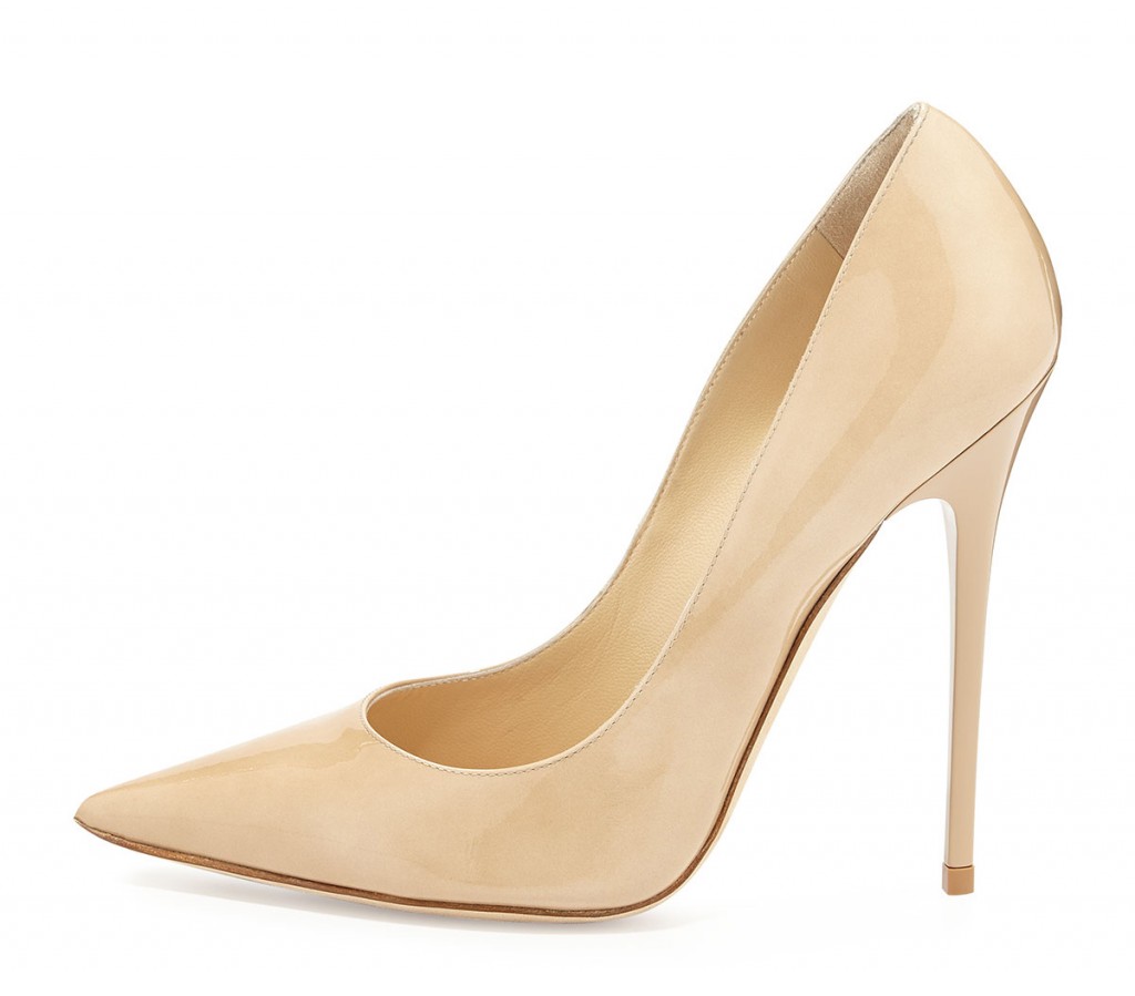 Jimmy Choo Anouk Patent Leather Pump Nude Shoes Post