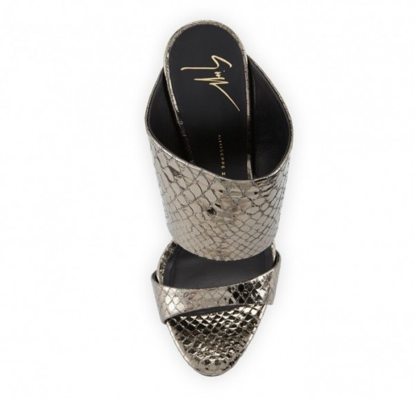 Giuseppe Zanotti Snake Print Patent Platform Slide Sandal Shoes Post