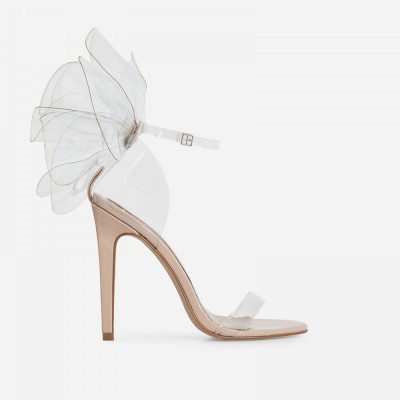 Ego Sweetener Perspex Barely There Heel In Nude Patent Shoes Post