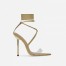 Nobu Pointed Toe Perspex Lace Up Heel In Nude Lycra Shoes Post