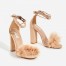 Vision Lace Up Fluffy Heel In Nude Faux Suede Shoes Post