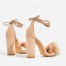 Vision Lace Up Fluffy Heel In Nude Faux Suede Shoes Post