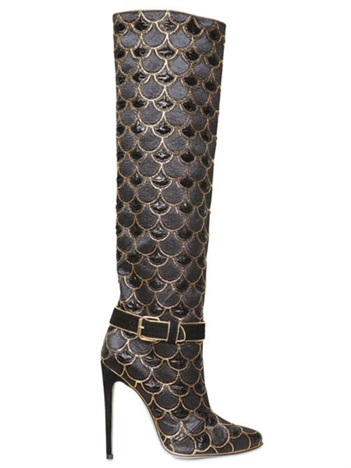 BALMAIN 100MM LUREX EMBROIDERED KNEE HIGH BOOTS – Shoes Post