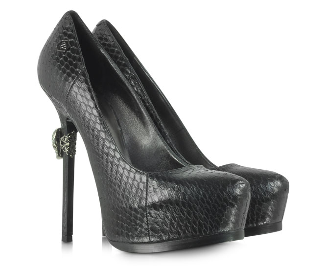 Natural Class Black Embossed Leather Platform Pump – Shoes Post