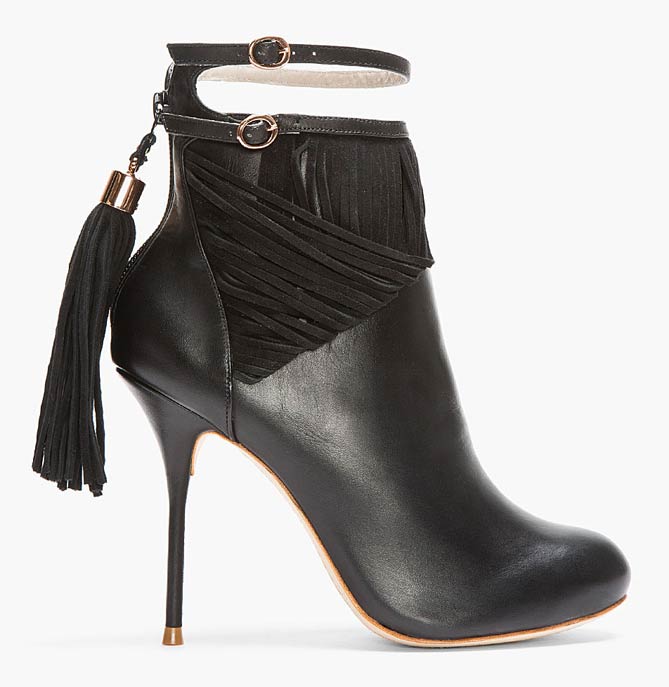 BLACK LEATHER TASSELED KENDALL ANKLE BOOTS – Shoes Post