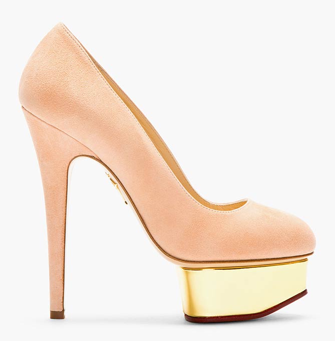 CHARLOTTE OLYMPIA BLUSH SUEDE PLATFORM DOLLY PUMPS – Shoes Post