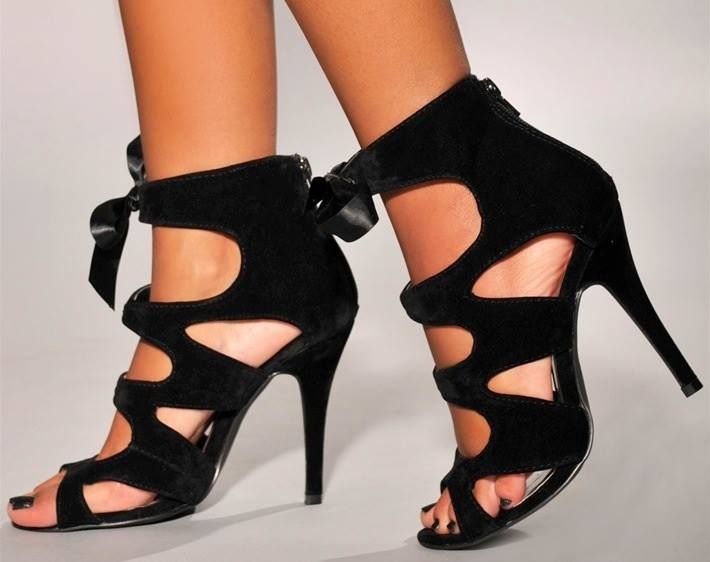 Disco 13 strappy gladiator black heels – Shoes Post