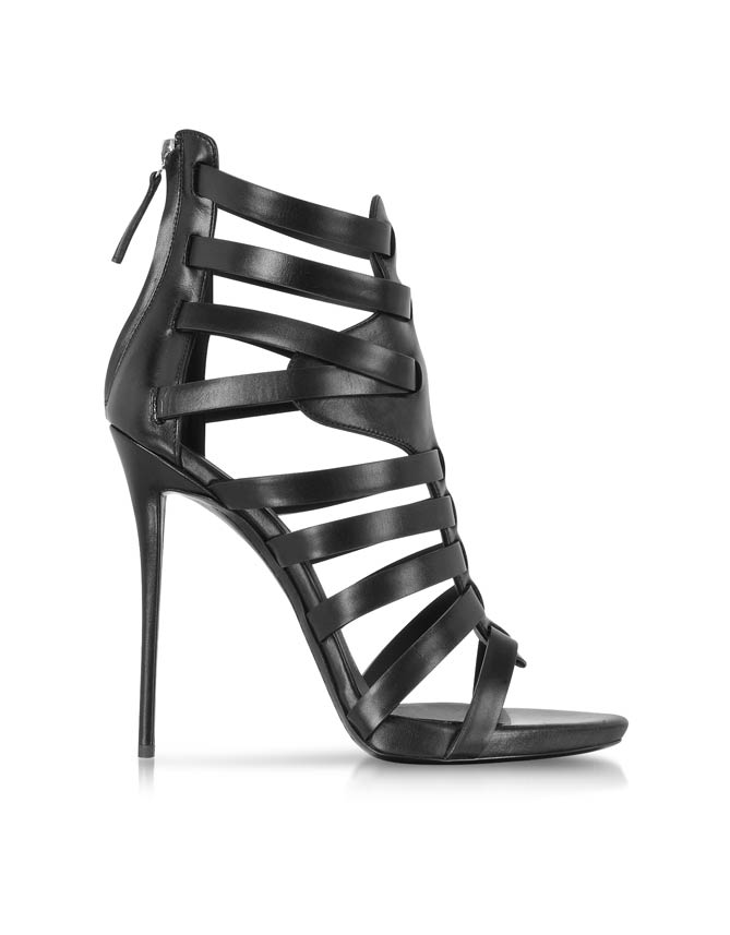 GIUSEPPE ZANOTTI Black Leather High Heel Sandal – Shoes Post