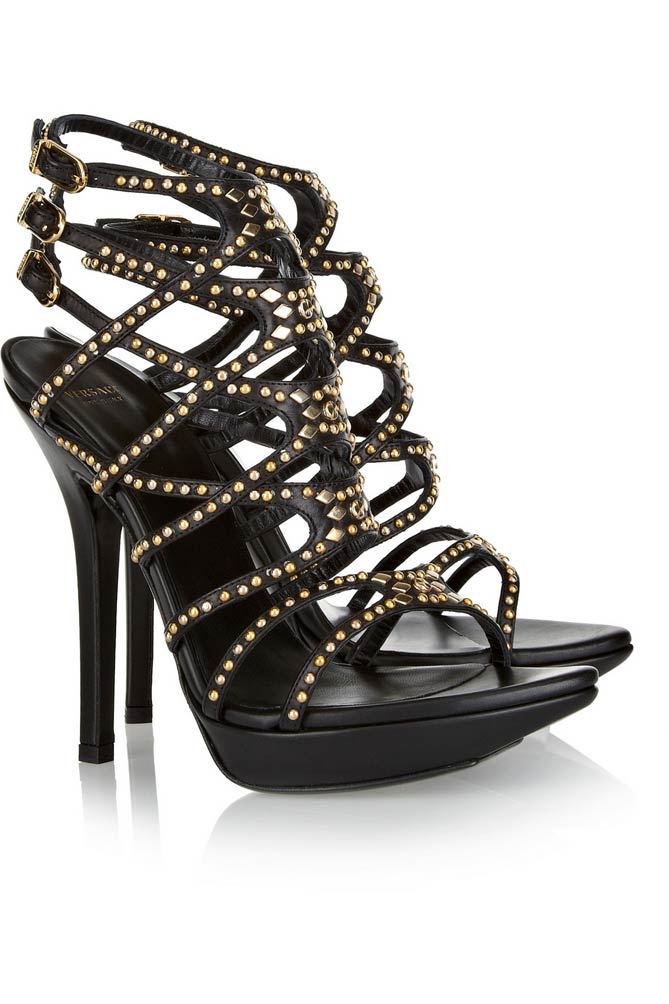 VERSACE Studded leather sandals – Shoes Post