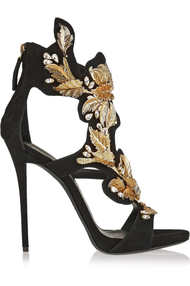 GIUSEPPE ZANOTTI Coline Embellished Suede Sandals – Shoes Post