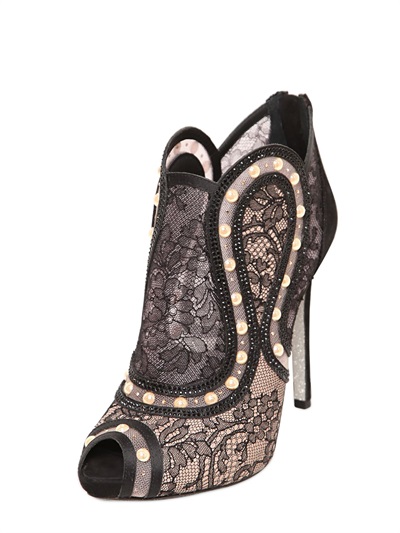 RENE CAOVILLA 115MM EMBELLISHED MESH LACE BOOTS – Shoes Post