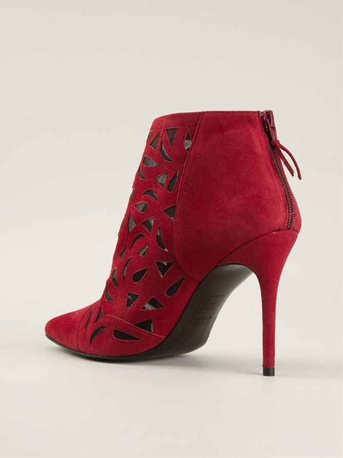 STUART WEITZMAN ‘Cutaway’ Ankle Boots – Red & Black – Shoes Post