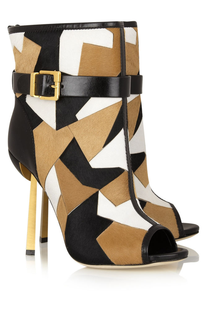 SERGIO ROSSI Medea Patchwork Calf Hair Ankle Boots – Shoes Post