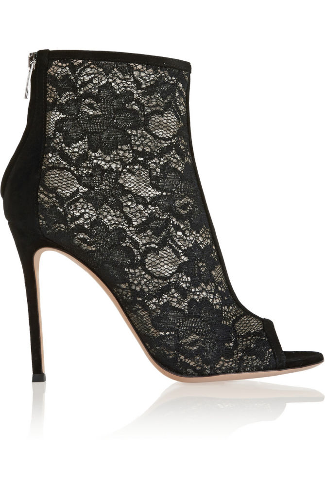 GIANVITO ROSSI Suede-trimmed lace ankle boots – Shoes Post