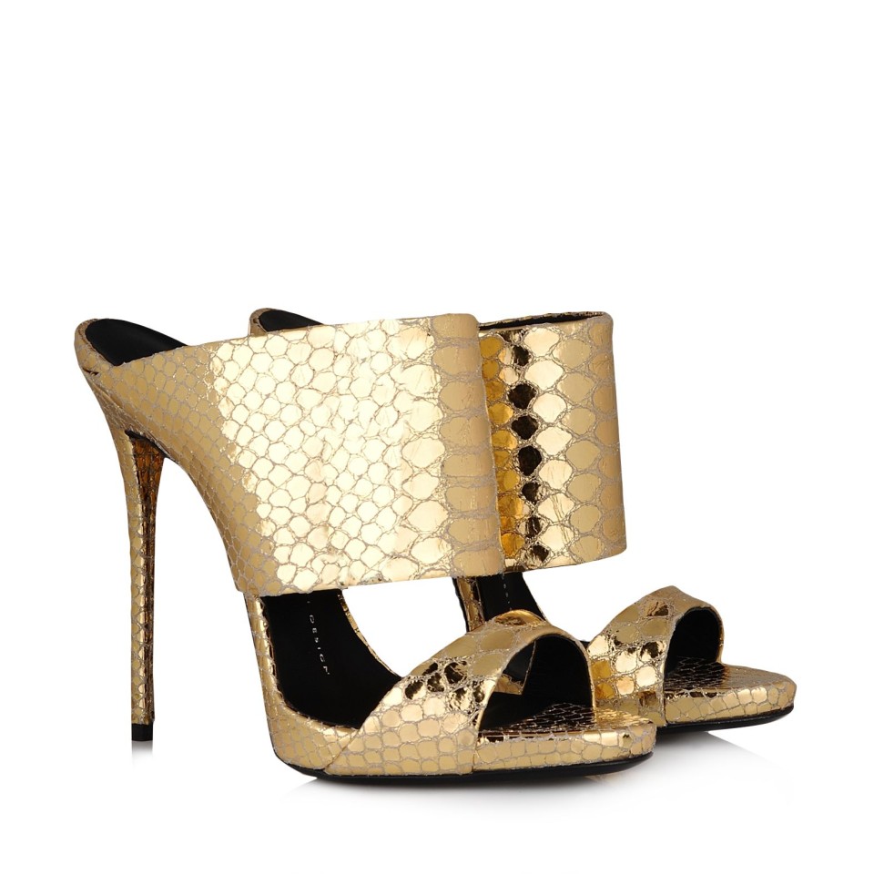 Giuseppe Zanotti Gold Python High Heel Mule – Shoes Post