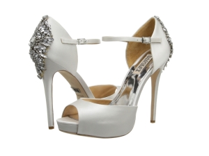 badgley mischka white satin