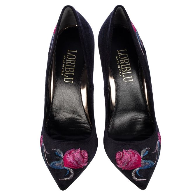 LORIBLU Floral Fuchsia Suede Stiletto – Shoes Post