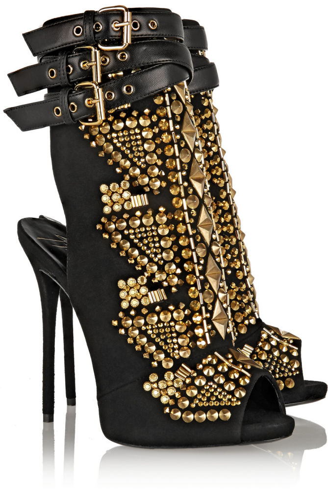 GIUSEPPE ZANOTTI Embellished Suede Sandals – Shoes Post