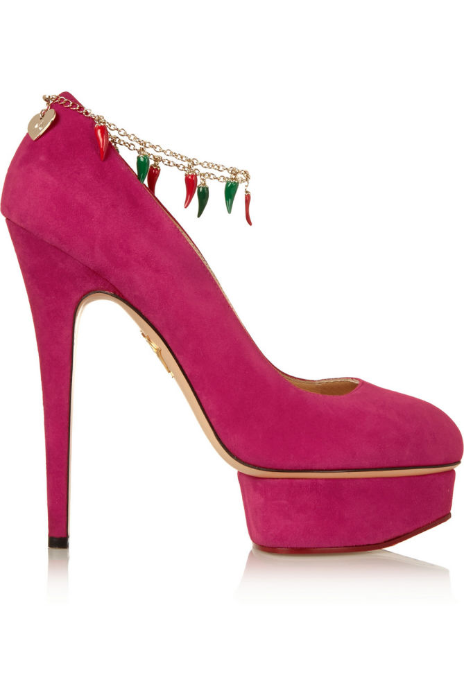 CHARLOTTE OLYMPIA Hot Dolly Embellished Suede Pumps – Shoes Post