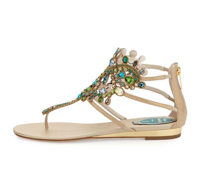 Rene Caovilla Strass Crystal Embellished Lizard Sandal – Shoes Post