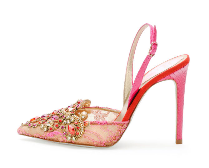 Rene Caovilla Jeweled Lace Halter Pumps – Shoes Post