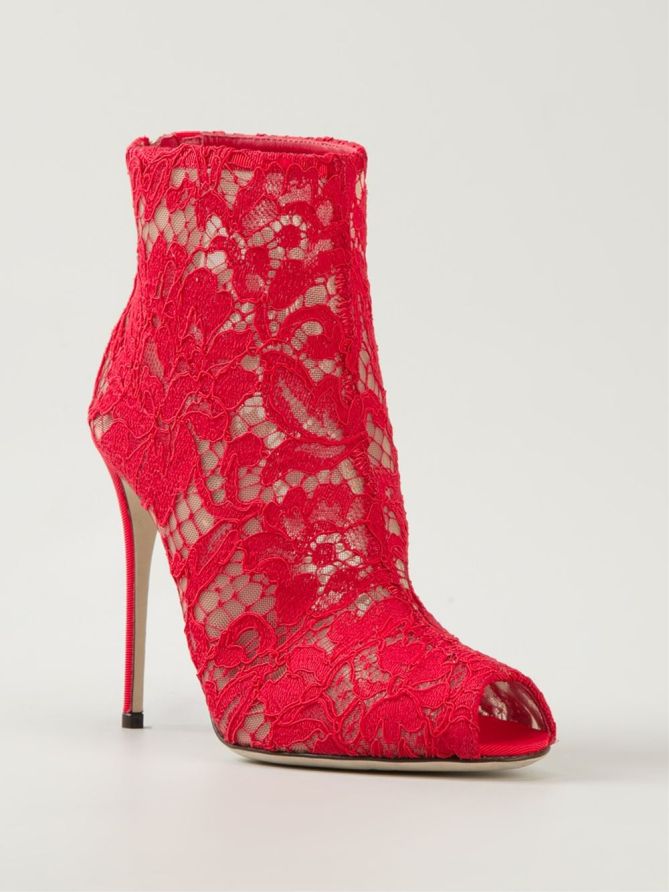 DOLCE & GABBANA Floral Lace Booties – Shoes Post