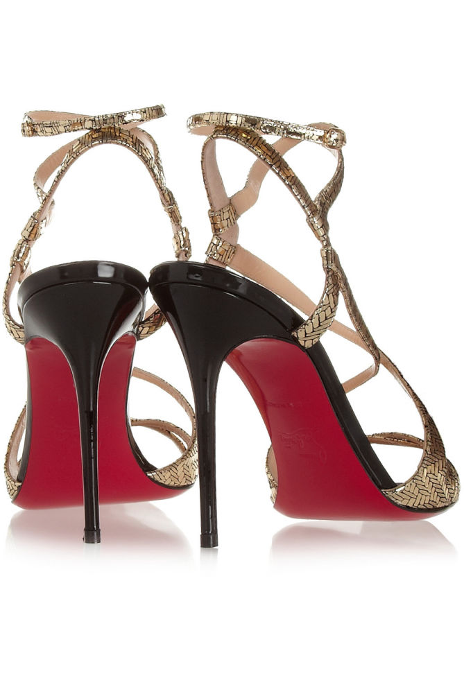 CHRISTIAN LOUBOUTIN Audrey 100 Metallic Coated Suede Sandals – Shoes Post