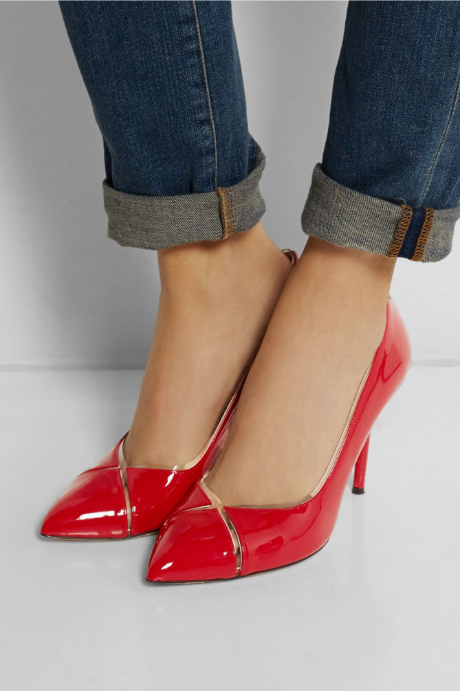 CHARLOTTE OLYMPIA Natalie PVC-trimmed Patent-leather Pumps – Shoes Post