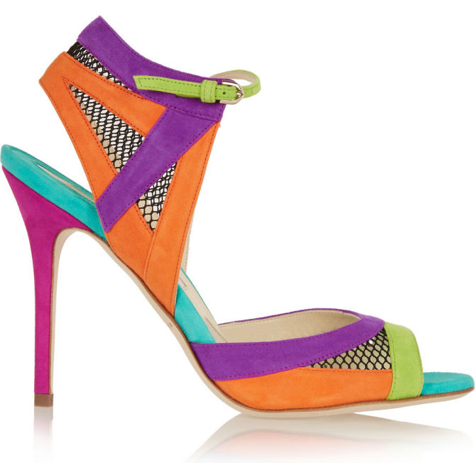 BRIAN ATWOOD Iara Mesh-paneled Color-block Suede Sandals – Shoes Post