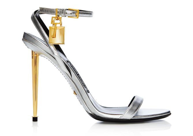Tom Ford Metallic Ankle-Lock Sandal, Silver – Shoes Post