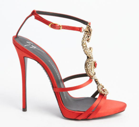 GIUSEPPE ZANOTTI Orange Satin Strappy Dragon Emblem Sandals – Shoes Post