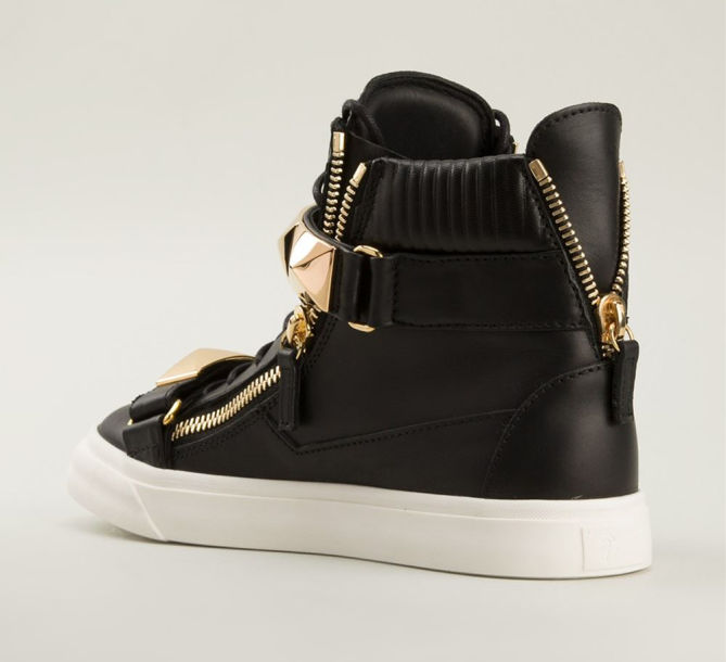 GIUSEPPE ZANOTTI DESIGN Gold Strap Detail Hi-top Sneakers – Shoes Post