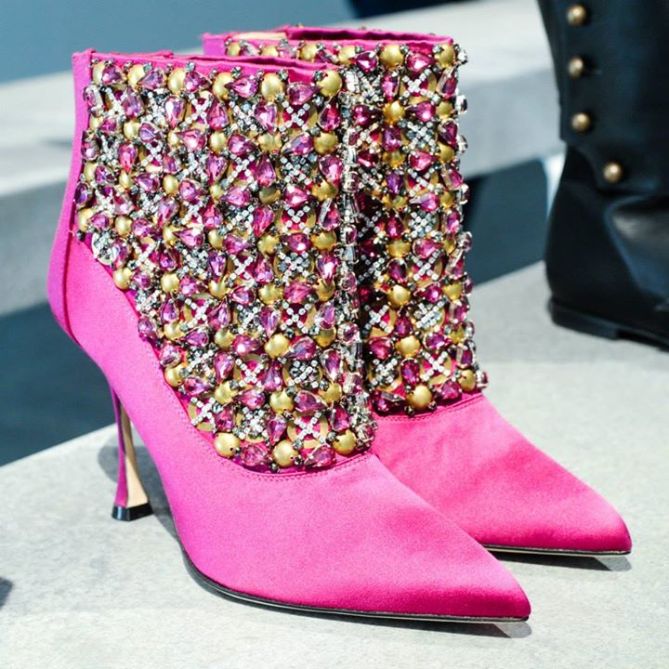 Manolo Blahnik Bragima Embellished Satin Ankle Boots – Shoes Post