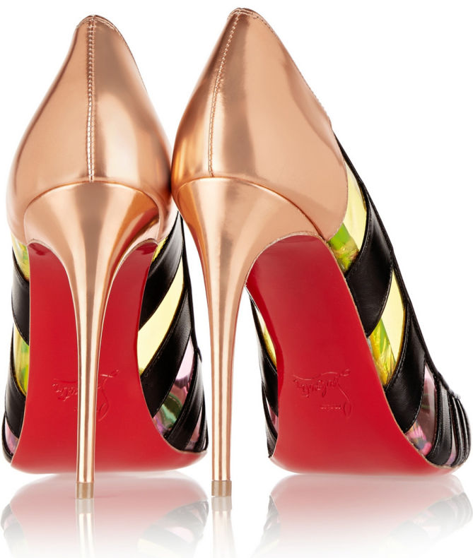 CHRISTIAN LOUBOUTIN Bandy 100 Striped Leather and PVC Pumps – Shoes Post