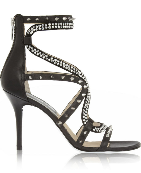 MICHAEL MICHAEL KORS Larissa Embellished Leather and Suede Sandals ...