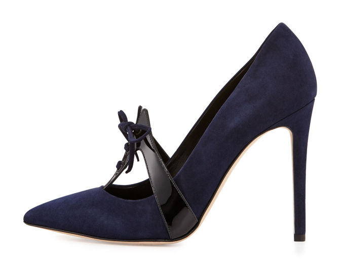 Alejandro Ingelmo Pointed-Toe Loafer Pump, Navy – Shoes Post