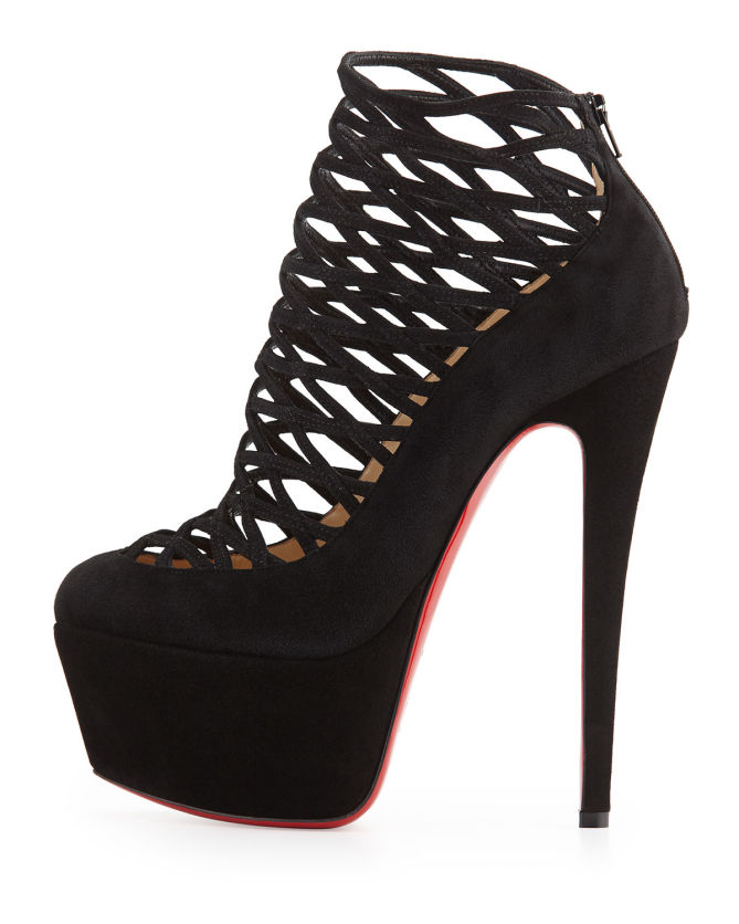 Christian Louboutin Milleo Suede Lattice Red Sole Pump, Black – Shoes Post