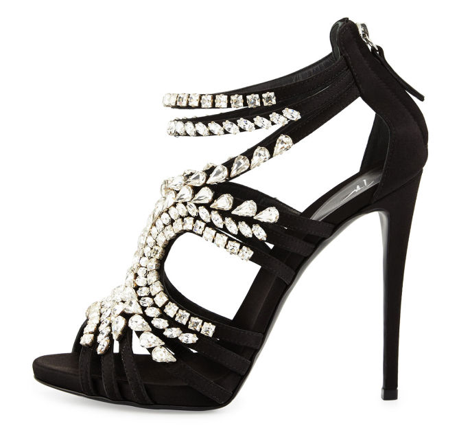Giuseppe Zanotti Crystal-Embellished Heel Sandal, Black – Shoes Post