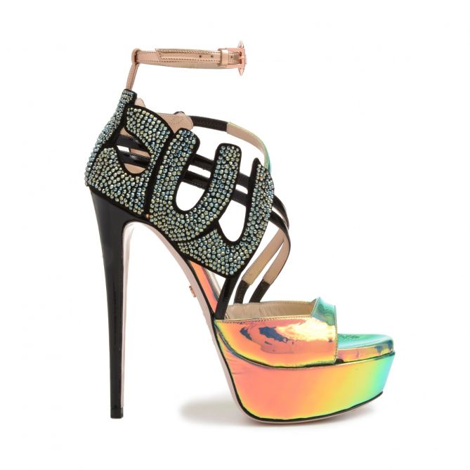 LUCKY CRYSTAL – HOLOGRAPHIC ROSEGOLD BLACK MULTI – Shoes Post